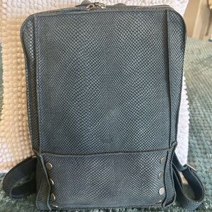 Hammitt Blue stone! Rare Snake-Embossed suede Leather back pack/ Handbag🦄